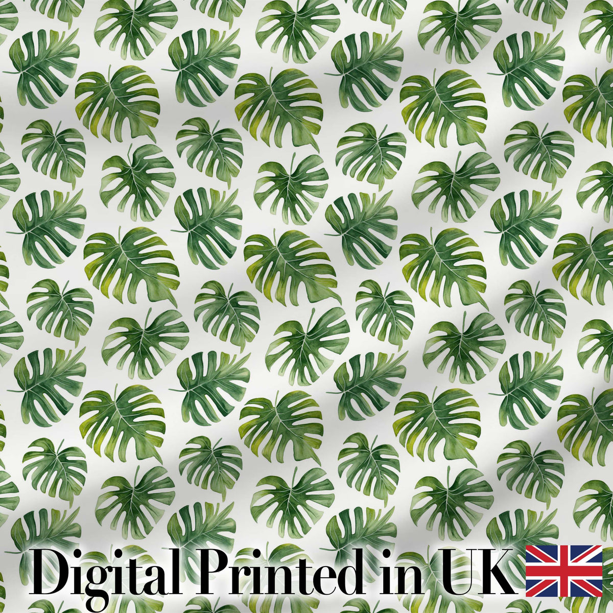 Fresh Green Monstera Leaves Watercolor Style Seamless Pattern Digital Print Fabric by the Metre UK Sewing Quilting Textile