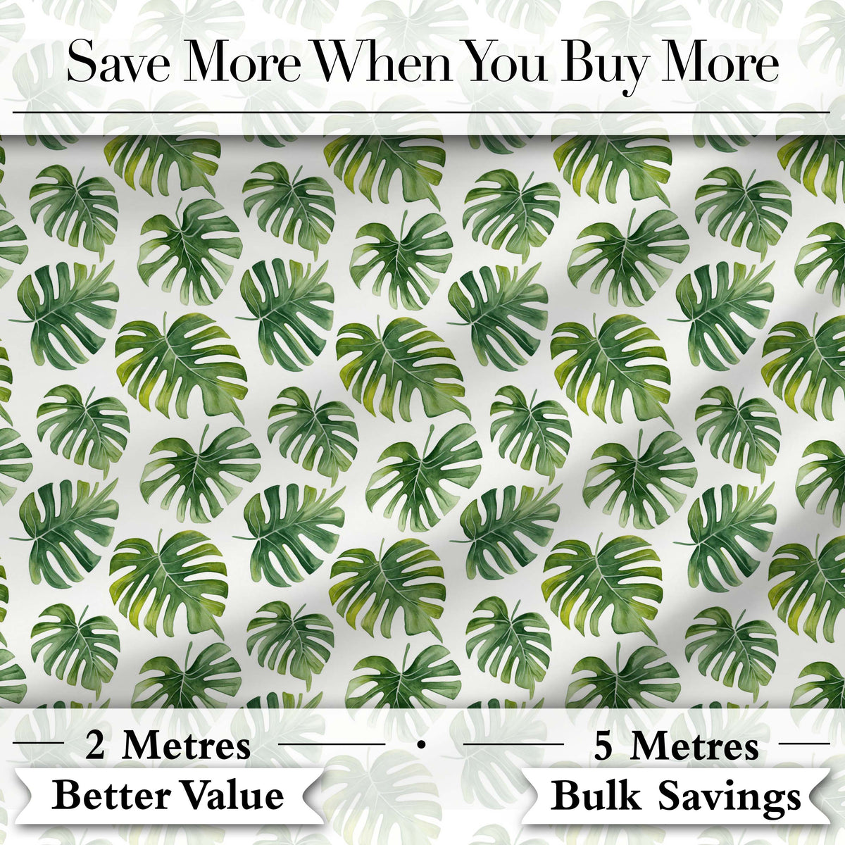 Fresh Green Monstera Leaves Watercolor Style Seamless Pattern Digital Print Fabric by the Metre UK Sewing Quilting Textile