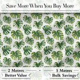 Fresh Green Monstera Leaves Watercolor Style Seamless Pattern Digital Print Fabric by the Metre UK Sewing Quilting Textile