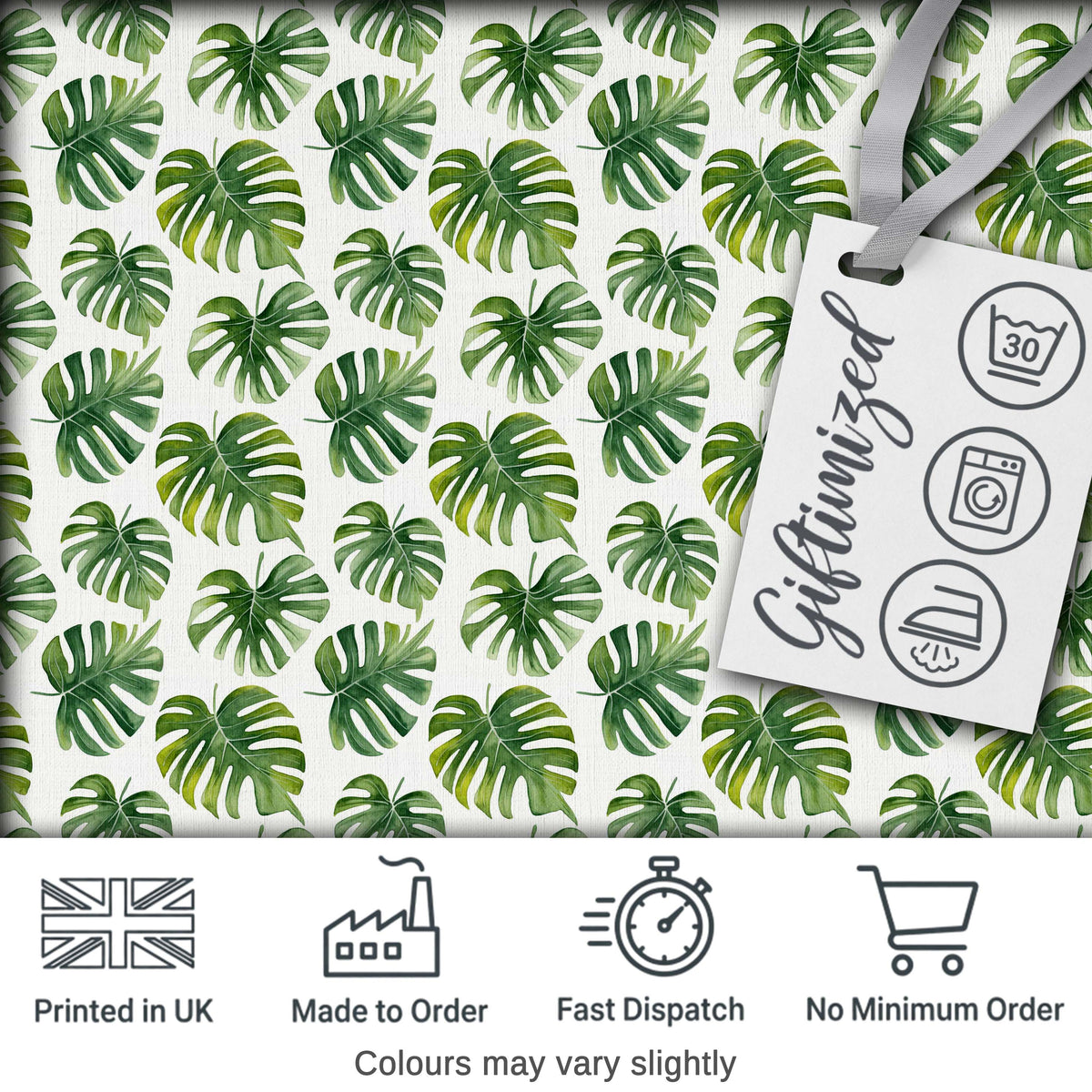 Fresh Green Monstera Leaves Watercolor Style Seamless Pattern Digital Print Fabric by the Metre UK Sewing Quilting Textile