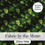 Bold Monstera Leaves on Black Background Tropical Seamless Pattern Digital Print Fabric by the Metre UK Sewing Quilting Textile