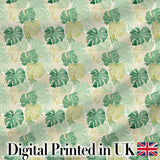 Soft Pastel Tropical Monstera Leaves on Cream Background Seamless Pattern Digital Print Fabric by the Metre UK Sewing Quilting Textile