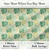 Soft Pastel Tropical Monstera Leaves on Cream Background Seamless Pattern Digital Print Fabric by the Metre UK Sewing Quilting Textile