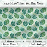 Green Monstera Leaves with Subtle Palm Background Seamless Pattern Digital Print Fabric by the Metre UK Sewing Quilting Textile