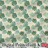 Muted Sage Green Monstera Leaves on Light Background Seamless Pattern Digital Print Fabric by the Metre UK Sewing Quilting Textile