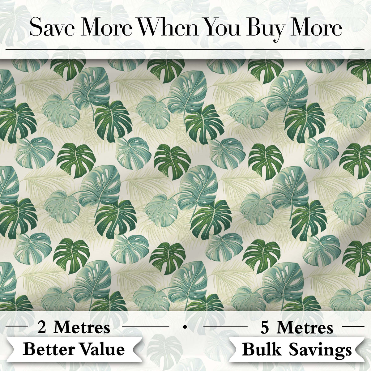 Muted Sage Green Monstera Leaves on Light Background Seamless Pattern Digital Print Fabric by the Metre UK Sewing Quilting Textile