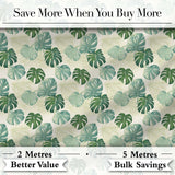 Muted Sage Green Monstera Leaves on Light Background Seamless Pattern Digital Print Fabric by the Metre UK Sewing Quilting Textile