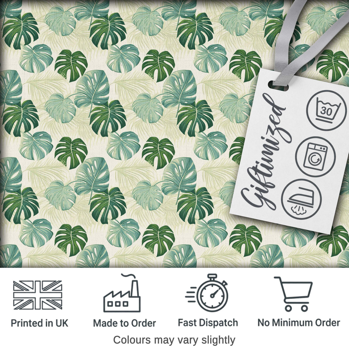 Muted Sage Green Monstera Leaves on Light Background Seamless Pattern Digital Print Fabric by the Metre UK Sewing Quilting Textile