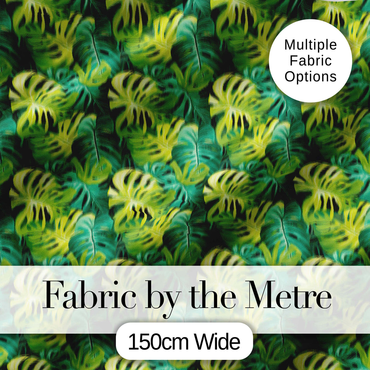 Bright Tropical Monstera Leaves Dense Jungle Seamless Pattern Digital Print Fabric by the Metre UK Sewing Quilting Textile
