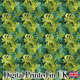 Bright Tropical Monstera Leaves Dense Jungle Seamless Pattern Digital Print Fabric by the Metre UK Sewing Quilting Textile