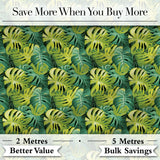 Bright Tropical Monstera Leaves Dense Jungle Seamless Pattern Digital Print Fabric by the Metre UK Sewing Quilting Textile