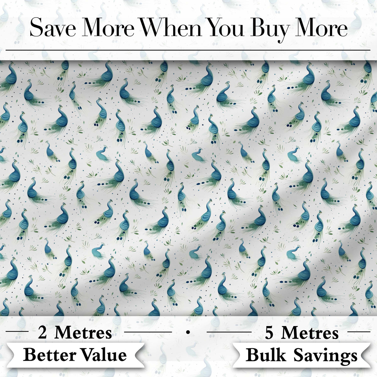 Watercolor Peacock Birds with Soft Floral Background Seamless Pattern Digital Print Fabric by the Metre UK Sewing Quilting Textile