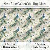 Vintage Peacock Birds with Floral Garden Background Seamless Pattern Digital Print Fabric by the Metre UK Sewing Quilting Textile