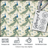 Vintage Peacock Birds with Floral Garden Background Seamless Pattern Digital Print Fabric by the Metre UK Sewing Quilting Textile