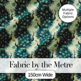 Art Deco Style Peacock with Ornate Feather Display Seamless Pattern Digital Print Fabric by the Metre UK Sewing Quilting Textile