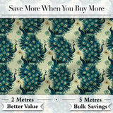 Art Deco Style Peacock with Ornate Feather Display Seamless Pattern Digital Print Fabric by the Metre UK Sewing Quilting Textile