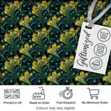 Luxury Gold and Teal Peacock Feather Ornamental Seamless Pattern Digital Print Fabric by the Metre UK Sewing Quilting Textile