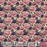 Soft Peony Flowers in Blush Pink and Cream Seamless Pattern Digital Print Fabric by the Metre UK Sewing Quilting Textile