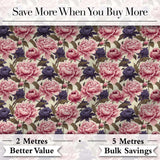 Soft Peony Flowers in Blush Pink and Cream Seamless Pattern Digital Print Fabric by the Metre UK Sewing Quilting Textile