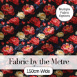 Bold Red and Cream Peony Floral on Dark Background Seamless Pattern Digital Print Fabric by the Metre UK Sewing Quilting Textile