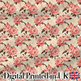Delicate Pink Peony Blossoms on Neutral Background Seamless Pattern Digital Print Fabric by the Metre UK Sewing Quilting Textile