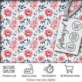 Soft Pink Watercolor Peony Flowers with Blue Leaves Seamless Pattern Digital Print Fabric by the Metre UK Sewing Quilting Textile
