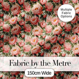 Blush Pink Peony Flowers with Green Leaves Elegant Seamless Pattern Digital Print Fabric by the Metre UK Sewing Quilting Textile