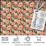 Blush Pink Peony Flowers with Green Leaves Elegant Seamless Pattern Digital Print Fabric by the Metre UK Sewing Quilting Textile