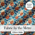 Red Floral Blossoms with Blue Leaves Vintage Style Seamless Pattern Digital Print Fabric by the Metre UK Sewing Quilting Textile