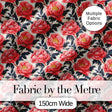 Coral Red Peony Flowers with Dark Leaves Seamless Pattern Digital Print Fabric by the Metre UK Sewing Quilting Textile