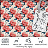 Elegant Coral Peony Flowers with Blue Leaves Soft Beige Seamless Pattern Digital Print Fabric by the Metre UK Sewing Quilting Textile