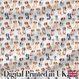 Cute Watercolor Puppy Dogs on White Background Seamless Pattern Digital Print Fabric by the Metre UK Sewing Quilting Textile