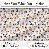 Cute Watercolor Puppy Dogs on White Background Seamless Pattern Digital Print Fabric by the Metre UK Sewing Quilting Textile