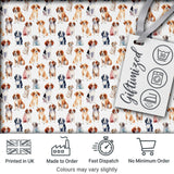Cute Watercolor Puppy Dogs on White Background Seamless Pattern Digital Print Fabric by the Metre UK Sewing Quilting Textile