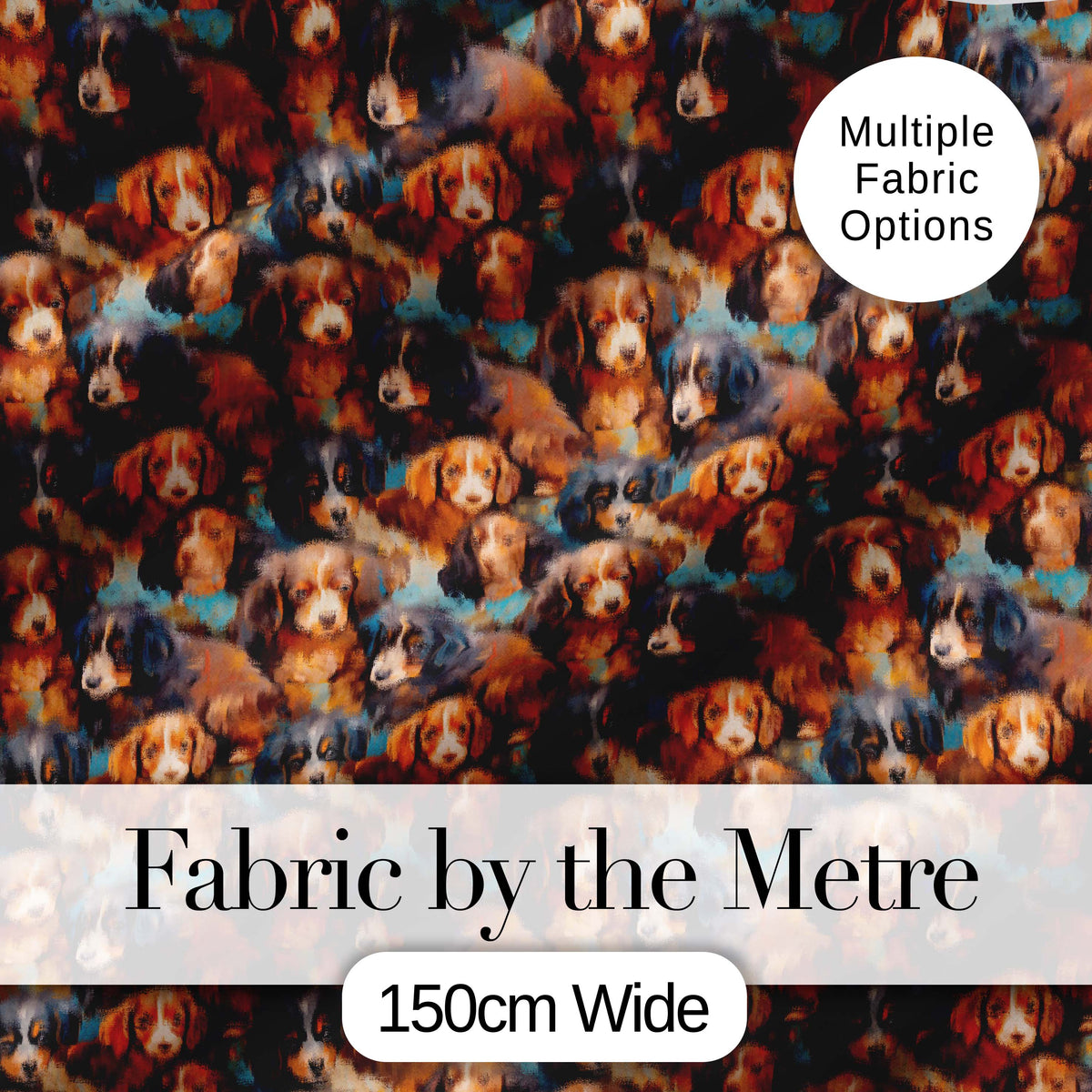 Cute Brown and Black Puppy Dogs Painterly Style Seamless Pattern Digital Print Fabric by the Metre UK Sewing Quilting Textile