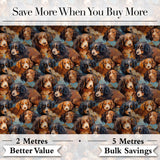 Cute Brown and Black Puppy Dogs Painterly Style Seamless Pattern Digital Print Fabric by the Metre UK Sewing Quilting Textile