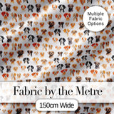 Cute Watercolor Dog Faces on White Background Seamless Pattern Digital Print Fabric by the Metre UK Sewing Quilting Textile