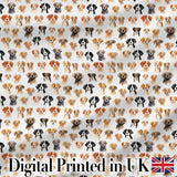 Cute Watercolor Dog Faces on White Background Seamless Pattern Digital Print Fabric by the Metre UK Sewing Quilting Textile