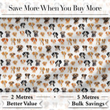 Cute Watercolor Dog Faces on White Background Seamless Pattern Digital Print Fabric by the Metre UK Sewing Quilting Textile