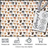 Cute Watercolor Dog Faces on White Background Seamless Pattern Digital Print Fabric by the Metre UK Sewing Quilting Textile