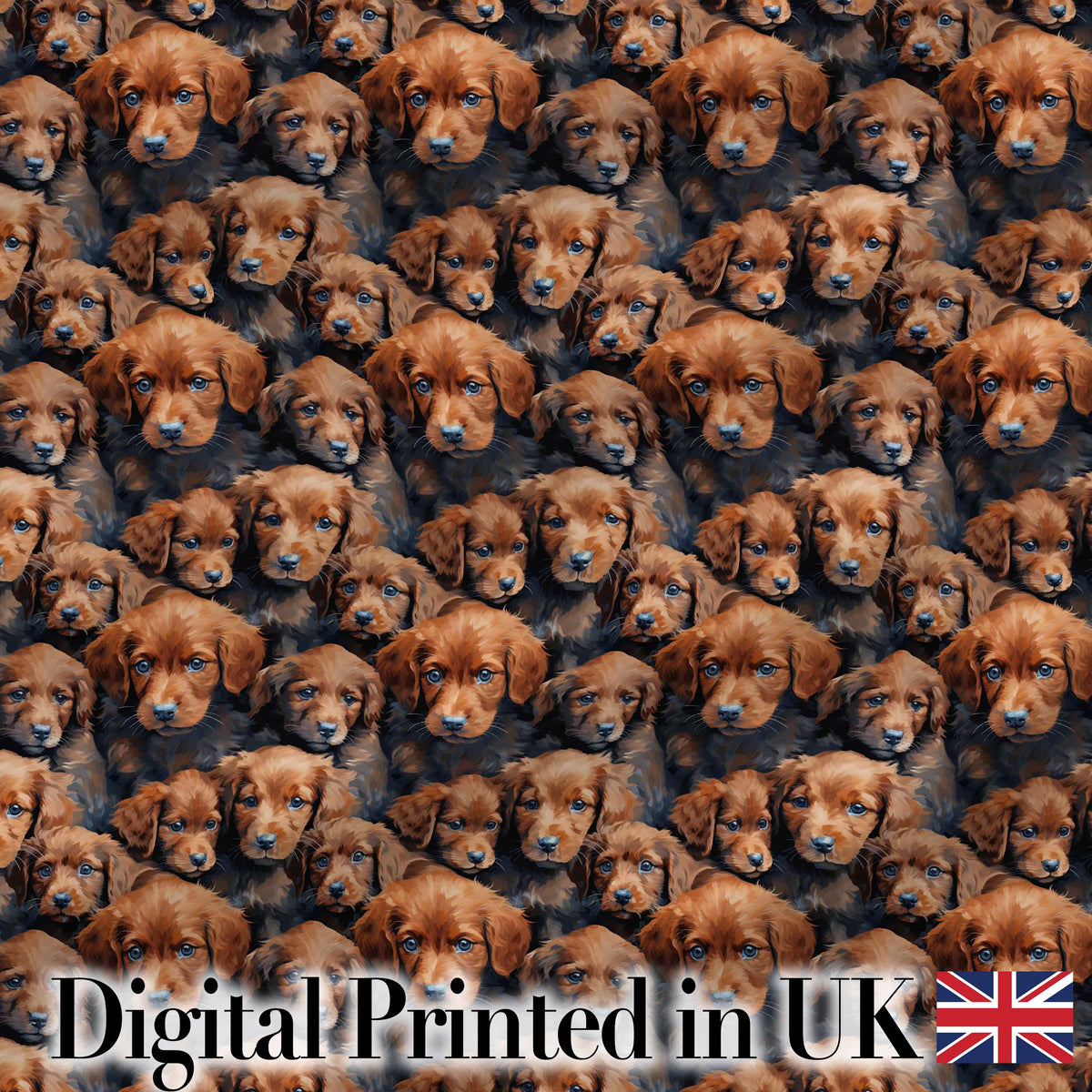 Realistic Golden Brown Puppy Dogs Close Up Seamless Pattern Digital Print Fabric by the Metre UK Sewing Quilting Textile