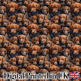 Realistic Golden Brown Puppy Dogs Close Up Seamless Pattern Digital Print Fabric by the Metre UK Sewing Quilting Textile