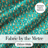 Cute Cartoon Dogs on Teal Background Fun Seamless Pattern Digital Print Fabric by the Metre UK Sewing Quilting Textile
