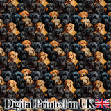 Black and Golden Labrador Puppies Packed Seamless Pattern Digital Print Fabric by the Metre UK Sewing Quilting Textile