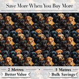 Black and Golden Labrador Puppies Packed Seamless Pattern Digital Print Fabric by the Metre UK Sewing Quilting Textile