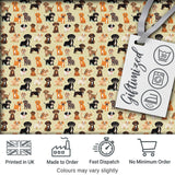 Cute Mixed Breed Puppy Dogs on Beige Background Seamless Pattern Digital Print Fabric by the Metre UK Sewing Quilting Textile