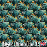 Geometric Rhino Animals Abstract Style Seamless Pattern Digital Print Fabric by the Metre UK Sewing Quilting Textile
