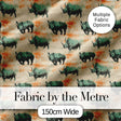 Vintage Style Rhino Illustration with Grunge Texture Seamless Pattern Digital Print Fabric by the Metre UK Sewing Quilting Textile