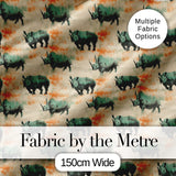 Vintage Style Rhino Illustration with Grunge Texture Seamless Pattern Digital Print Fabric by the Metre UK Sewing Quilting Textile