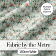 Elegant Rhino with Floral Rose Elements Seamless Pattern Digital Print Fabric by the Metre UK Sewing Quilting Textile
